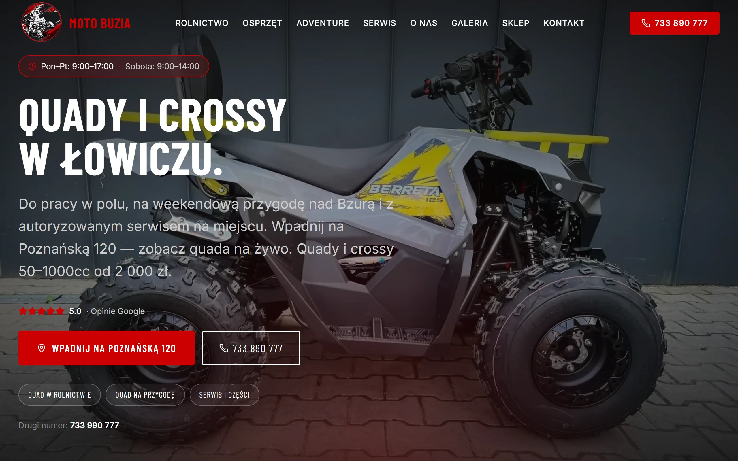 Moto Buzia — strona internetowa zbudowana przez terazStrona.pl