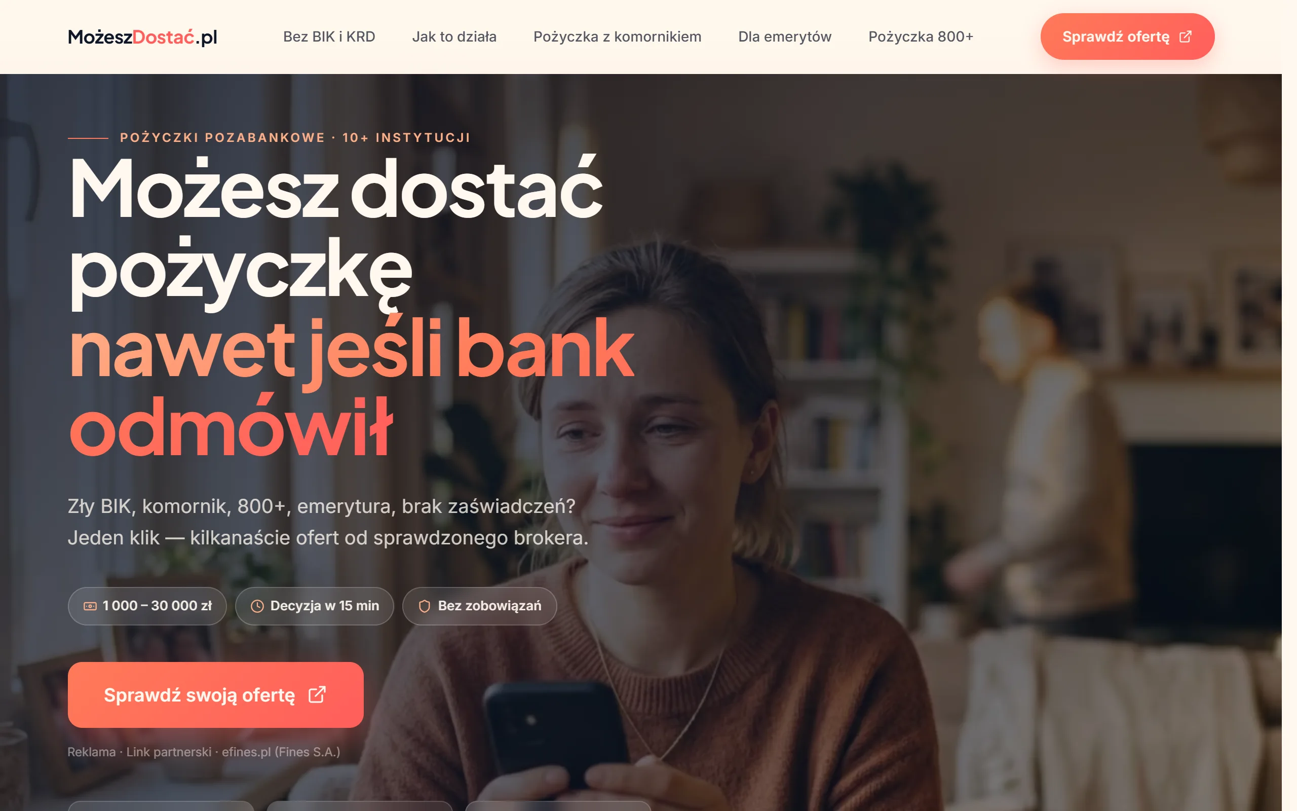 MożeszDostać.pl — strona internetowa zbudowana przez terazStrona.pl