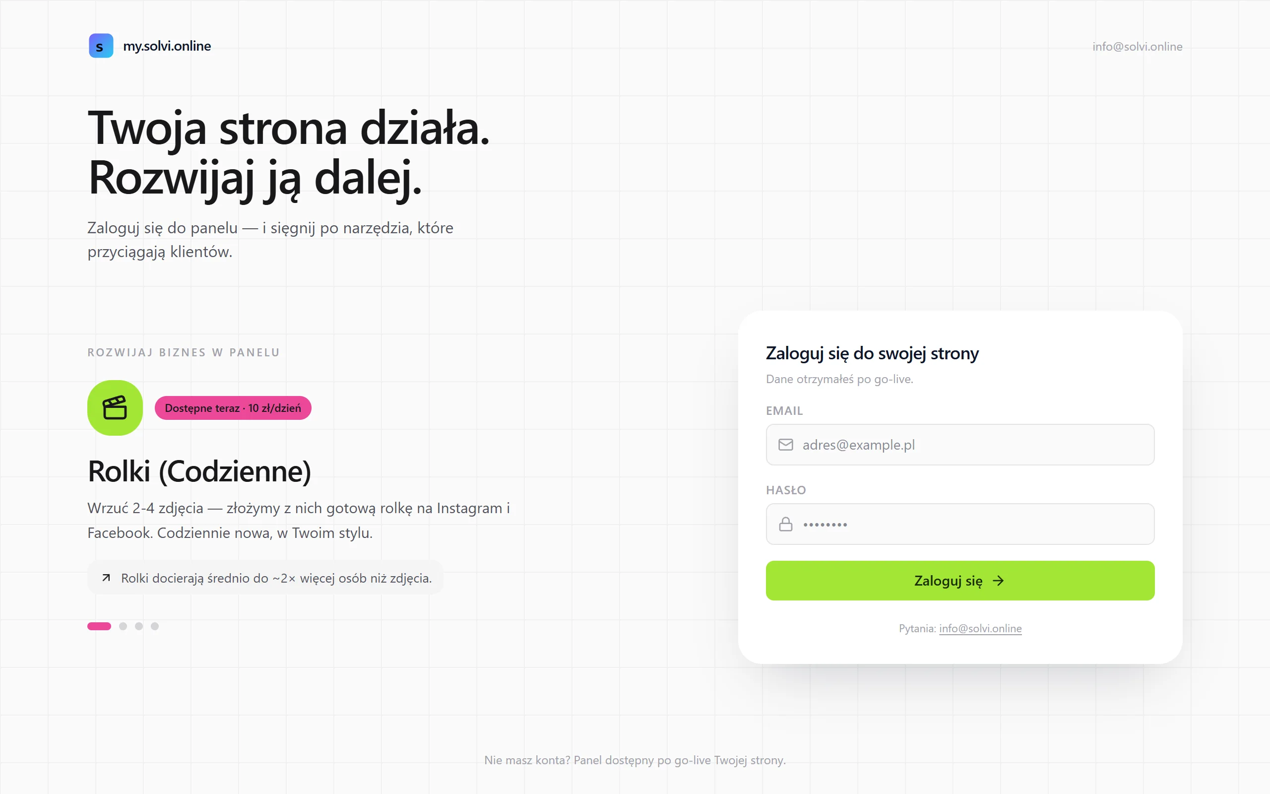my.solvi.online — strona internetowa zbudowana przez terazStrona.pl